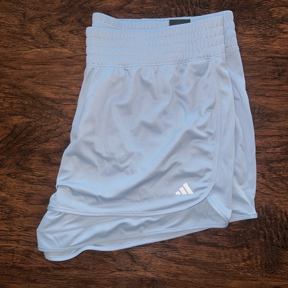 NWT Adidas Plus Size Light Blue High-Rise Pacer Shorts (3X) - Picture 2 of 5